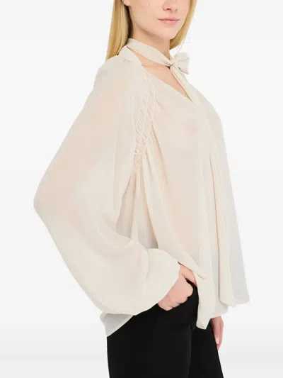 Liu •jo Georgette Blouse In Neutral