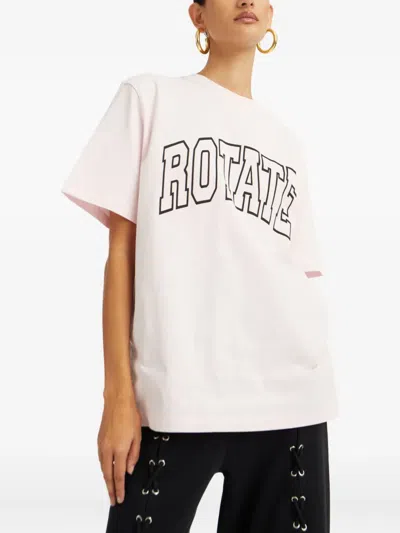 Rotate Birger Christensen Logo Print T-shirt In Pink