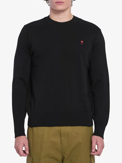 Ami Alexandre Mattiussi Ami Paris Logo-embroidered Stretch-cotton Sweatshirt In Black