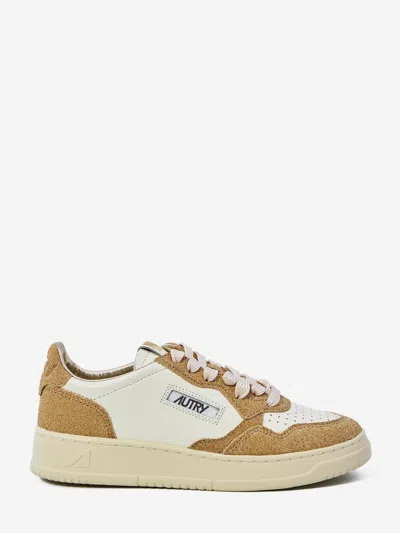 Autry Panelled Low Top Sneakers With Perforated Toe In Brown