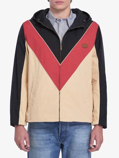 Valentino Logo Windbreaker With Hood And Pockets In Multi