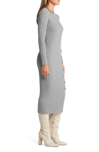 Open Edit Button Sweater Midi Dress