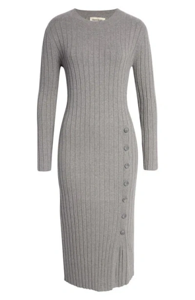 Open Edit Button Sweater Midi Dress