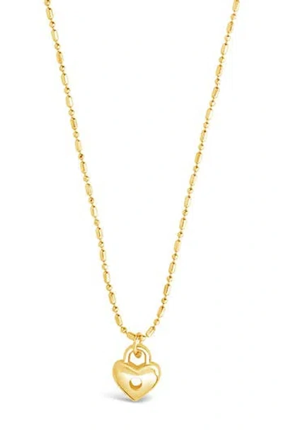 Sterling Forever 14k Gold Plated Heart Lock Pendant Necklace In Gold