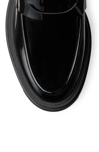 Stuart Weitzman Chunky Heel Platform Loafers In Glossy Patent Leather