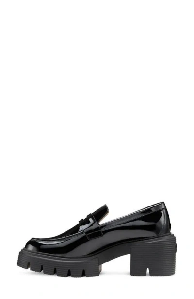 Stuart Weitzman Chunky Heel Platform Loafers In Glossy Patent Leather