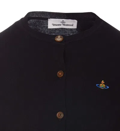 Vivienne Westwood Orb-embroidered Cropped Cardigan In Black