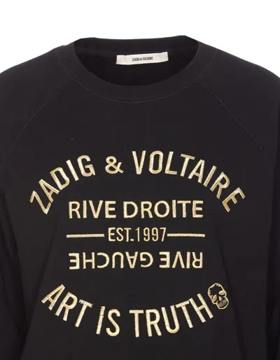 Zadig & Voltaire Logo-embroidered Organic-cotton Sweatshirt In Black
