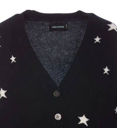 Zadig & Voltaire Mirka Star-pattern Cashmere Cardigan In Black