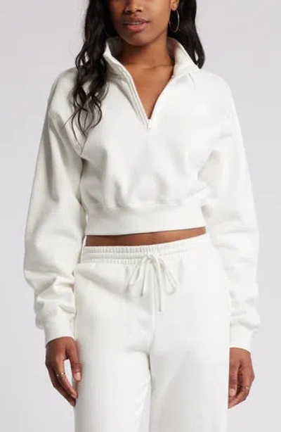 Bp. Quarter Zip Fleece Detail Sweatshirt In White