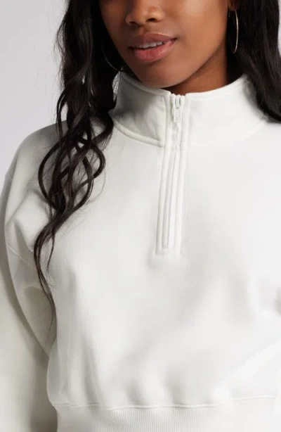 Bp. Quarter Zip Fleece Detail Sweatshirt In White