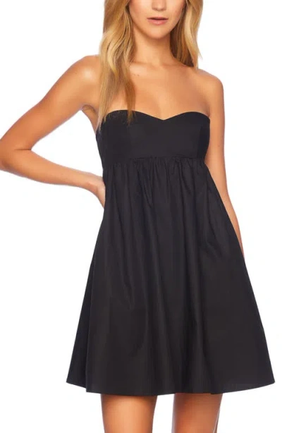 Susana Monaco Strapless Cotton Poplin Babydoll Minidress