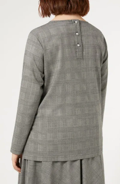 Marina Rinaldi Uberta Pow Check Long Sleeve Virgin Wool Blend Top