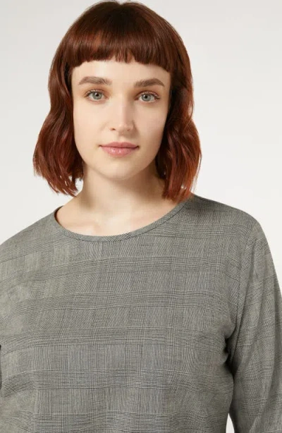Marina Rinaldi Uberta Pow Check Long Sleeve Virgin Wool Blend Top