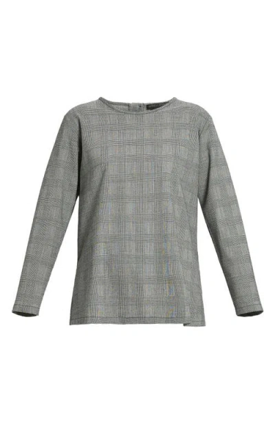 Marina Rinaldi Uberta Pow Check Long Sleeve Virgin Wool Blend Top