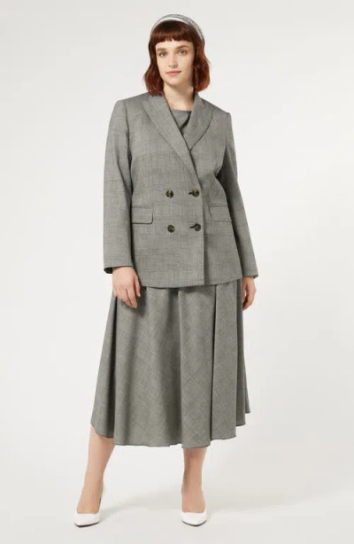 Marina Rinaldi Uberta Pow Check Long Sleeve Virgin Wool Blend Top