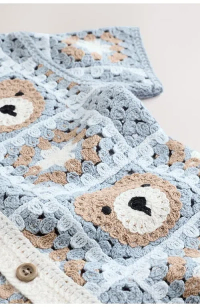 Next Kids' Teddy Cotton Blend Crochet Button-up Shirt In Gray