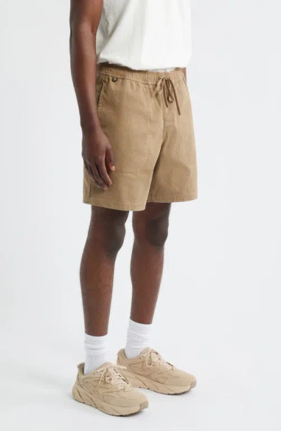 Roark Made To Fade Stretch Cotton Drawstring Shorts In Brown