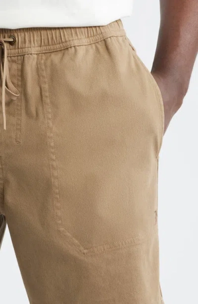 Roark Made To Fade Stretch Cotton Drawstring Shorts In Brown