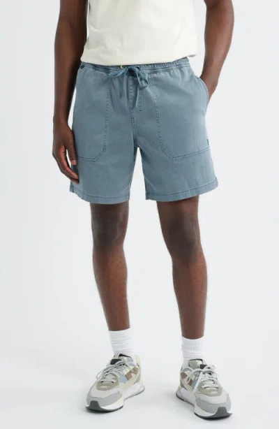 Roark Made To Fade Stretch Cotton Drawstring Shorts In Blue