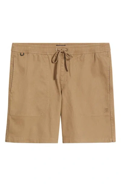 Roark Made To Fade Stretch Cotton Drawstring Shorts In Brown