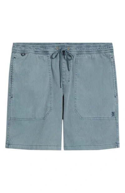 Roark Made To Fade Stretch Cotton Drawstring Shorts In Blue