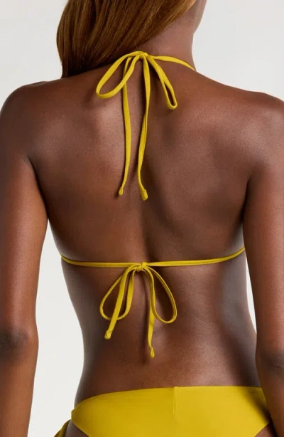 Maaji Olive Palmetto Balminess Reversible Triangle Bikini Top In Yellow