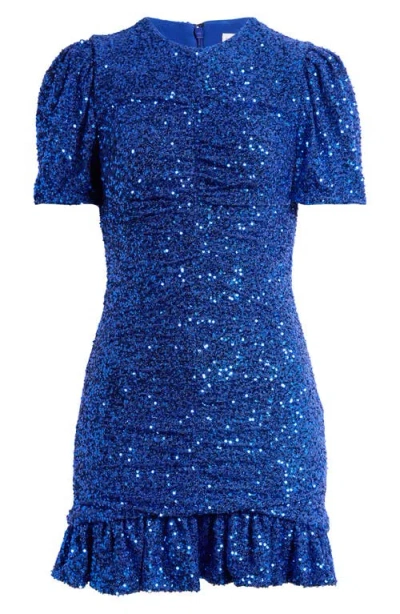Dress The Population Chandler Sequin Short Sleeve Ruched Minidress