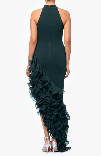 Betsy & Adam Ruffle Detail Asymmetric Body-con Ponte Gown
