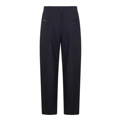 Marni Relaxed Fit Trousers Elastic Waistband In Blue