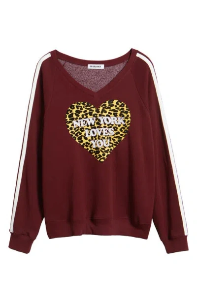 Daydreamer New York Loves You V-neck Graphic Sweatshirt
