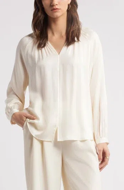 Nordstrom Shirred Satin Button-up Shirt