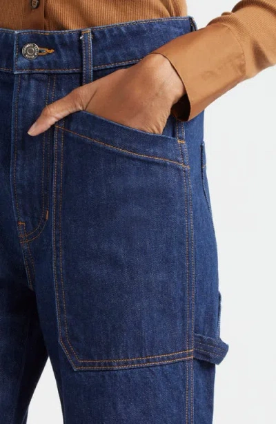 Veronica Beard Dylan Cuffed High Waist Relaxed Straight Leg Jeans In Blue
