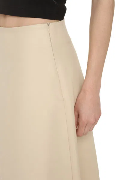Bottega Veneta Beige Asymmetric Midi Skirt For Women In Neutral