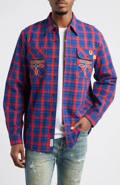Billionaire Boys Club Dust Embroidered Plaid Flannel Button-up Shirt