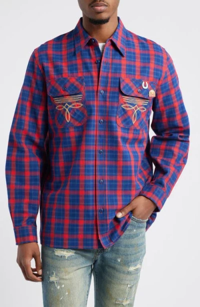 Billionaire Boys Club Dust Embroidered Plaid Flannel Button-up Shirt