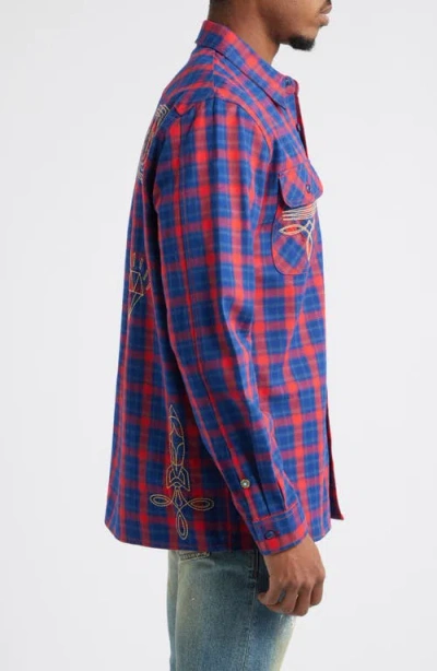 Billionaire Boys Club Dust Embroidered Plaid Flannel Button-up Shirt