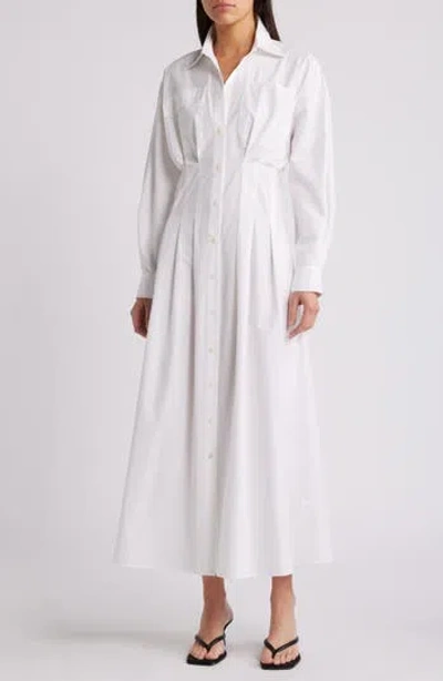 Frame Nipped Long Sleeve Twill Maxi Dress