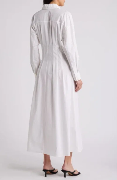 Frame Nipped Long Sleeve Twill Maxi Dress