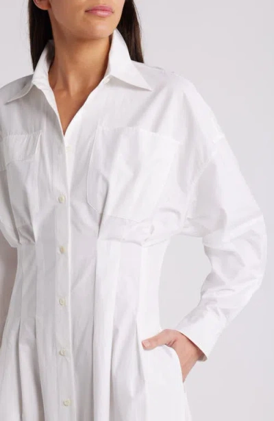 Frame Nipped Long Sleeve Twill Maxi Dress