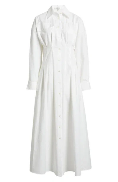 Frame Nipped Long Sleeve Twill Maxi Dress