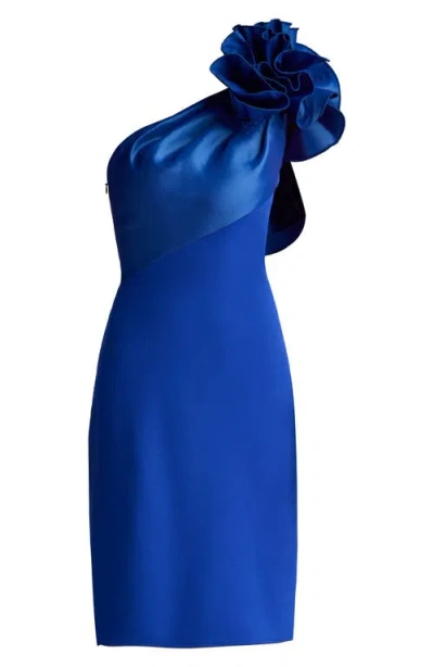 Tadashi Shoji Textured Crepe And Taffeta One Shoulder Dress