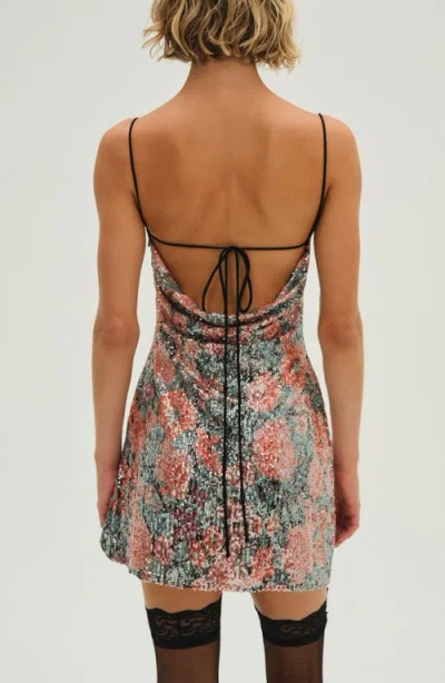 For Love & Lemons Ladonna Sequin Floral Minidress In Multi