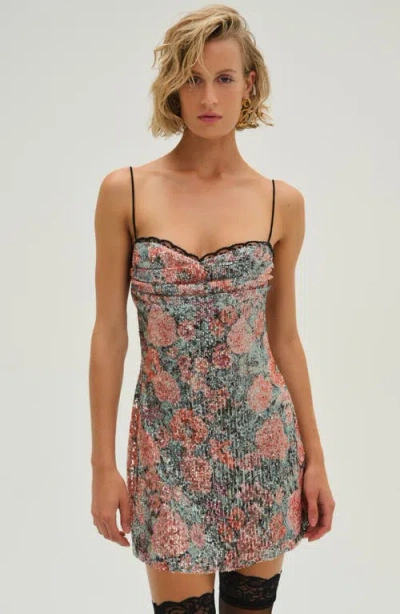 For Love & Lemons Ladonna Sequin Floral Minidress In Multi