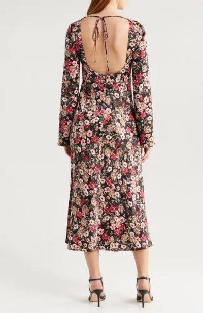 Wayf Gladys Floral Scoop Back Long Sleeve Midi Dress