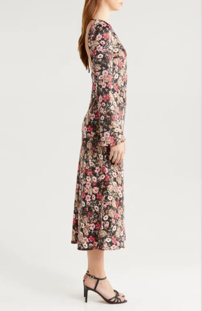 Wayf Gladys Floral Scoop Back Long Sleeve Midi Dress