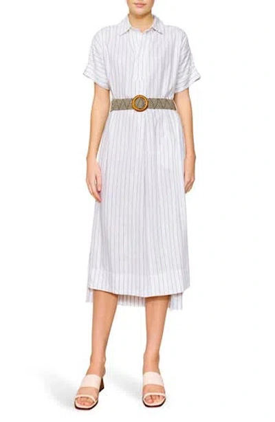 Melloday Stripe Belted Shirtdress In White