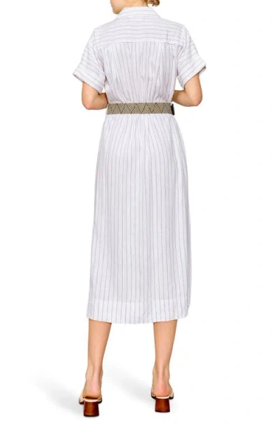 Melloday Stripe Belted Shirtdress In White