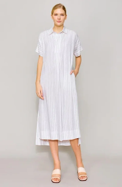 Melloday Stripe Belted Shirtdress In White