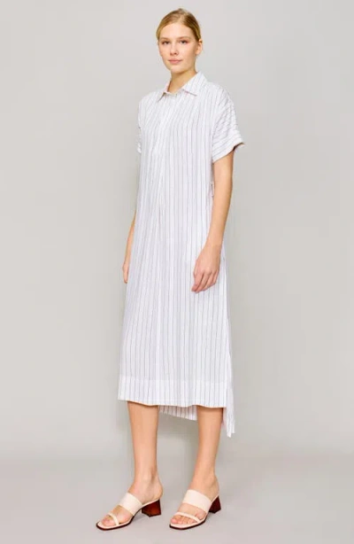 Melloday Stripe Belted Shirtdress In White